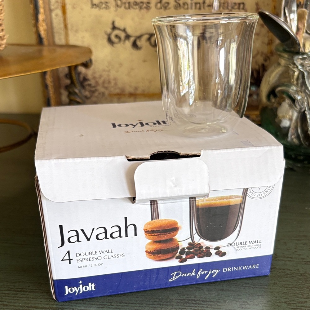 JoyJolt Javaah Double Wall Espresso Glasses - Clear set of 4